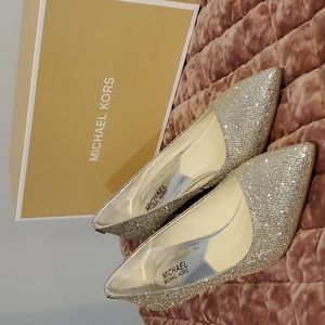 New Michael Kors Silver Glitter Heels